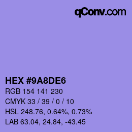 カラーコード: HEX #9A8DE6 | qconv.com