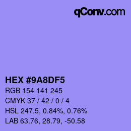 Color code: HEX #9A8DF5 | qconv.com