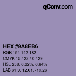 Color code: HEX #9A8EB6 | qconv.com