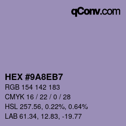 Color code: HEX #9A8EB7 | qconv.com