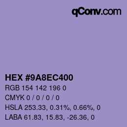 Color code: HEX #9A8EC400 | qconv.com