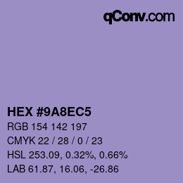 Color code: HEX #9A8EC5 | qconv.com