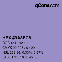 Color code: HEX #9A8EC6 | qconv.com