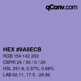 Farbcode: HEX #9A8ECB | qconv.com