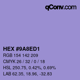 Color code: HEX #9A8ED1 | qconv.com