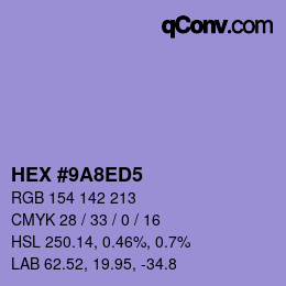 Color code: HEX #9A8ED5 | qconv.com