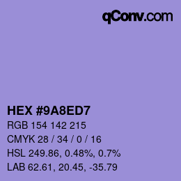 Color code: HEX #9A8ED7 | qconv.com