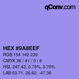 カラーコード: HEX #9A8EEF | qconv.com