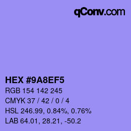 Color code: HEX #9A8EF5 | qconv.com