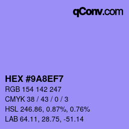 Color code: HEX #9A8EF7 | qconv.com