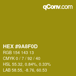カラーコード: HEX #9A8F0D | qconv.com