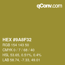 颜色代码: HEX #9A8F32 | qconv.com