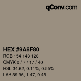 Color code: HEX #9A8F80 | qconv.com