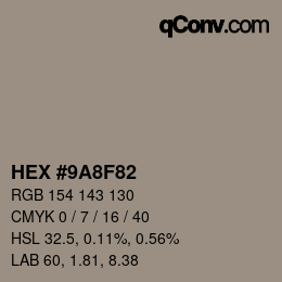 Color code: HEX #9A8F82 | qconv.com