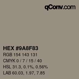 Color code: HEX #9A8F83 | qconv.com