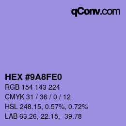カラーコード: HEX #9A8FE0 | qconv.com