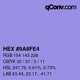 カラーコード: HEX #9A8FE4 | qconv.com