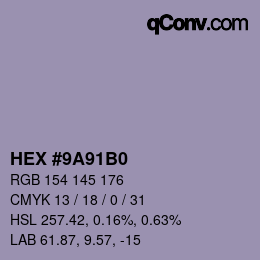 颜色代码: HEX #9A91B0 | qconv.com