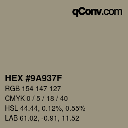 Color code: HEX #9A937F | qconv.com