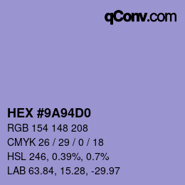 Color code: HEX #9A94D0 | qconv.com