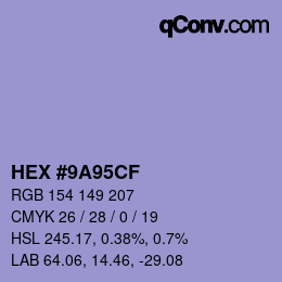 Color code: HEX #9A95CF | qconv.com