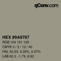 Color code: HEX #9A9787 | qconv.com