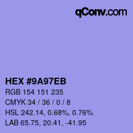 Color code: HEX #9A97EB | qconv.com