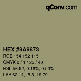 颜色代码: HEX #9A9873 | qconv.com