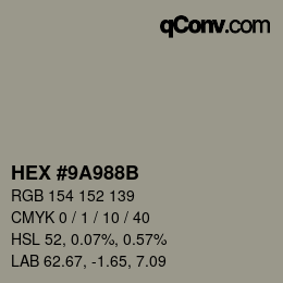 颜色代码: HEX #9A988B | qconv.com