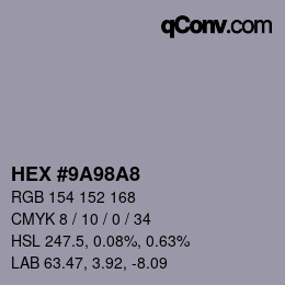 Color code: HEX #9A98A8 | qconv.com