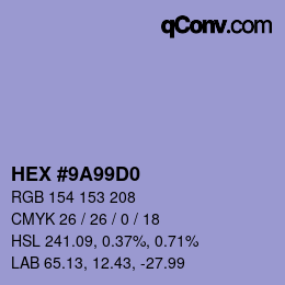 Color code: HEX #9A99D0 | qconv.com