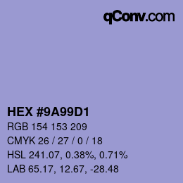 Color code: HEX #9A99D1 | qconv.com