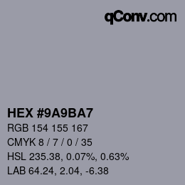 カラーコード: HEX #9A9BA7 | qconv.com