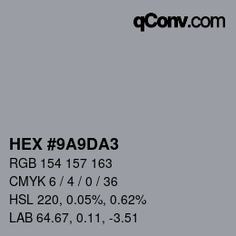 颜色代码: HEX #9A9DA3 | qconv.com