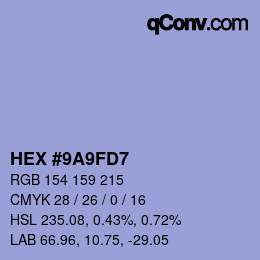 Color code: HEX #9A9FD7 | qconv.com