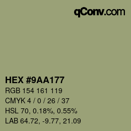 颜色代码: HEX #9AA177 | qconv.com