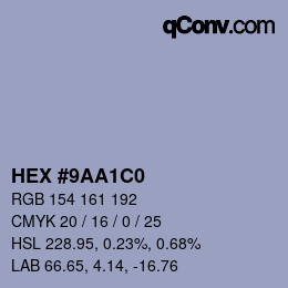 Color code: HEX #9AA1C0 | qconv.com