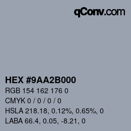 Color code: HEX #9AA2B000 | qconv.com