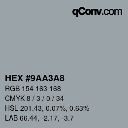 颜色代码: HEX #9AA3A8 | qconv.com