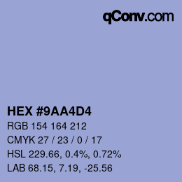 カラーコード: HEX #9AA4D4 | qconv.com