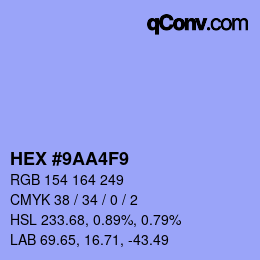 Color code: HEX #9AA4F9 | qconv.com