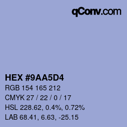 カラーコード: HEX #9AA5D4 | qconv.com