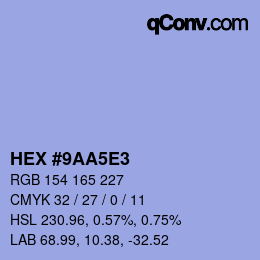 Color code: HEX #9AA5E3 | qconv.com