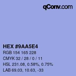 Color code: HEX #9AA5E4 | qconv.com