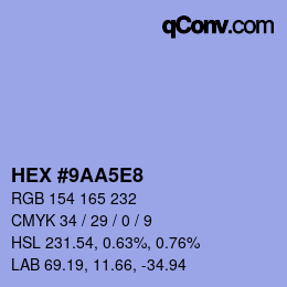 カラーコード: HEX #9AA5E8 | qconv.com