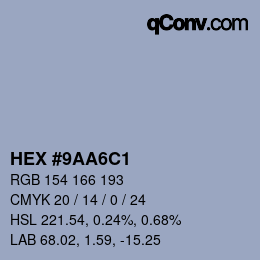 Color code: HEX #9AA6C1 | qconv.com