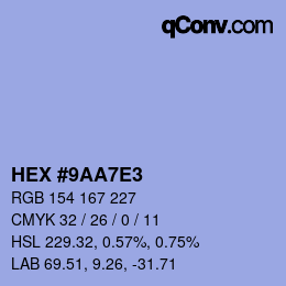 Color code: HEX #9AA7E3 | qconv.com