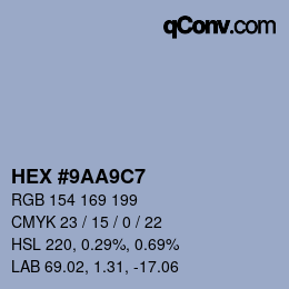 Color code: HEX #9AA9C7 | qconv.com