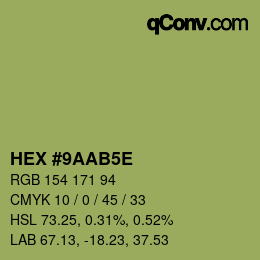 颜色代码: HEX #9AAB5E | qconv.com