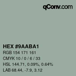 Farbcode: HEX #9AABA1 | qconv.com